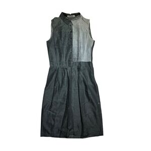Vintage JILL SANDER Mesh Grey Sleeveless Mini Silk Dress Size 38